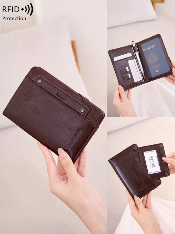 Retro Anti-Theft ID Card Holder, New RFID Anti-Magnetic Passport Cover, Lanyard Card Holder, Ticket Storage Bag, Travel Passport Holder, Multi-Function Wallet, Multiple Colors Available, Portable Men & Women Travel Passport Wallet Passport Case For Travel For Flight For Back To School Lightweight