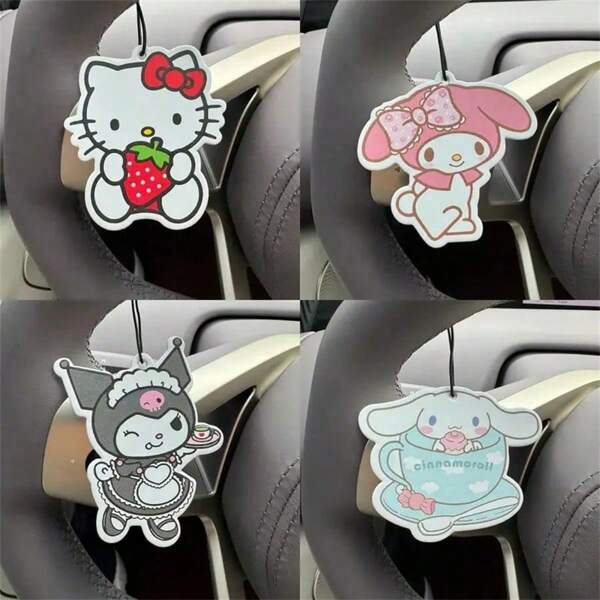 Sanrio (Geautoriseerd) 1 stuk schattige en schattige Hello Kitty-thema autoluchtreiniger - een anime-geïnspireerde auto-interieurhanger met een langdurige geur en charmante interieurdecoratie, voor een frisse en aangename rijervaring. Geschikt voor feestjes, bruiloften, verjaardagscadeaus en diploma-uitreikingen.
