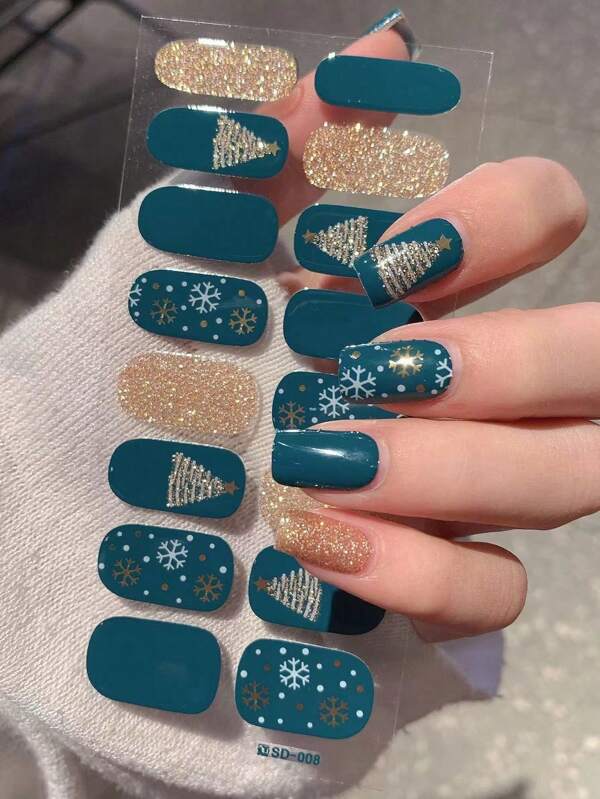 1pc Self-Adhesive Full Nail Stickers, Nail Art Decorations, Suitable For Women Holidays, Parties, Birthdays, Gifts