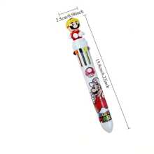 SuperMario 14 Stück/Set Mini Notizbuch mit 10 Cartoon Motiven und ausziehbarem Kugelschreiber, linierter Notizblock, kreatives mehrfarbiges Schreibwarengeset für Büro, Schule, Lernen, Notizen und Weihnachtsschulbedarf, Schulanfang