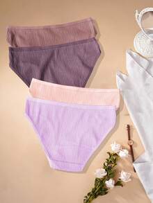 Bộ 4 quần lót nữ màu trơn thoải mái - Nhiều màu - Xem 4