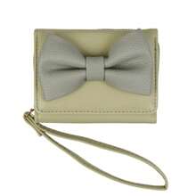 1pc Korean Style Bow Design Short Wallet Fashion Minimalist PU Leather Tri-Fold Coin & Card Purse Suitable For Girls Women Office Ladies Great For Work Business Trip Commuting Outing Travel