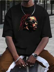 1pcs Cool Sunglasses Men's Funny TShirts Hipster Style Funny TShirts 100% Pure Cotton Ideal Choice For Summer - Black - View 2