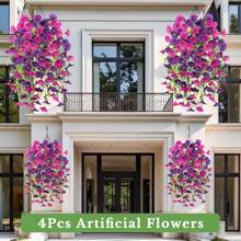 1pc/2pcs/3pcs/6pcs Artificial Hanging Violet Ivy Flowers , Faux Silk Rattan Plant Fake Orchid Ivy Floral Vine For Home Wall Wedding Engagement Garden Party Patio Yard Porch Bedroom Dining Room Balcony Swing Stand Covered Front Porch Staircase Valentine's Day Birthday Gift Indoor Outdoor Decor, Plastic Flower Garland With No Power Needed