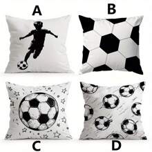 1 Peça Capa de Almofada Decorativa com Tema de Futebol, 45cm x 45cm - Veludo Pêssego Macio Poliéster, com Zíper, Lavável em Máquina, Adequado para Decoração Doméstica e de Escritório