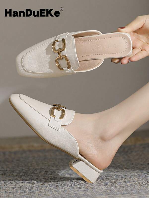 Women's Chunky Heel Mule Slip-On Sandals, Backless Loafers, Vintage Comfort Spring/Summer 2025 New Collection