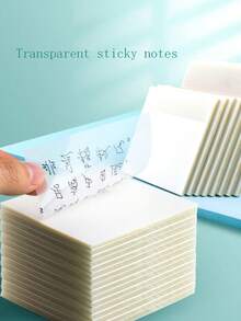 250/200/150/100/50 Transparent Sticky Notes, Notebooks, School Stationery, Office Supplies, PET Waterproof Transparent Sticky Notes With Good Adhesion, Hand Account Sticky Notes, Learning Sticky Notes,School Supplies,Back To School