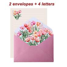 Set da 6 pezzi di buste e carta da lettere a tema floreale romantico, con buste ed carta con eleganti motivi floreali, adatti per lettere d'amore, note, matrimoni, inviti, delicata carta da lettere e buste floreali, buste per cartoline, forniture scolastiche, back to school