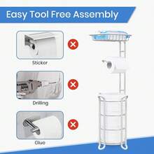 New [E] Toilet Paper Holder Stand Nautical Bathroom Tissue Holders  Standing  Top Shelf Storage Mega Rolls/Phone/Wipe-Ivory - C-象牙色 24 - 查看 6