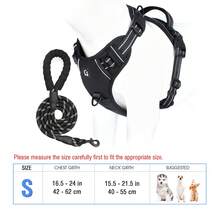 Dog Harness, No-Pull Pet Harness with 2 Leash Clips, Adjustable Soft Padded Dog Vest, Reflective No-Choke Pet Oxford Vest with Easy Control Handle for Large Dogs - Black - View 25