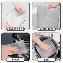 20/12/10/4pcs Magic Cleaning Cloth Thickened Double -Sided Metal Steel Wire Rags Kitchen Dish Pot Washdishing Cloths Towel Clean Tools, Cleaning Accessories, Household Cleaning Supplies, Room Decoration, Can Be Used To Prevent Oil Stains, Garbage, Etc., Suitable For Kitchens, Restaurants, Parties, Gatherings, Travel, Family Gifts, Home Gifts