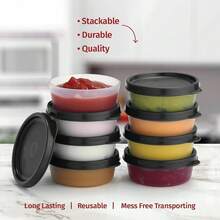 New Condiment Cs Containers  Lids- 8 Pk. 2.3 Oz.Salad Drsing Container To Go All Food Storage Containers  Lids- Sauce Cs Leak Proof Reusable Plastic  For Lunch Box Picnic Travel - Black 2.3oz - View 7