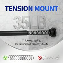 New Shower Curtain Rod, 1" Diameter Heavy Duty Tension Shower Rod, Non Slip Adjustable 28-74 Inch No Drilling Shower Curtain Rods Spring Tension For Bathroom, Shower Stall, No Rust, Black - 黑色28-74英寸 - 查看 3