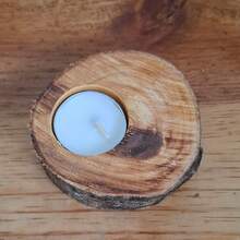 Kit 06 Castiçal de Vela Madeira Decoração Natal Lembrança Batizado Casamento Porta Velas Lembrancinha