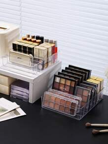 1pc Transparent Plastic Cosmetic Storage Box, 7 Compartments, Lipstick, Eye Shadow, Brush Storage Box, Light And Durable, Suitable For Bathroom Dresser, Drawer Storage, Skin Care Products Organizer