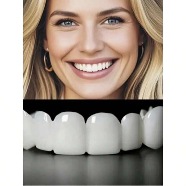 4Pcs Comfort-Flex White Cosmetic Teeth Cover, Perfect Smile Enhancing Veneers Upper & Lower Teeth For Daily Wear