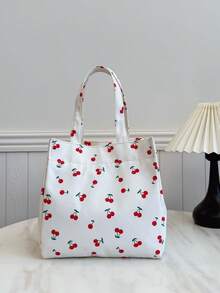 Portable Lunch Bag, Thermal Lunch Box, Bento Bag, Dinner Insulated Bag, Thickened Cute Lunch Fruit Bag For Students, Pink Leopard Print Floral Bag, School Supplies - Beige - View 3