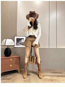Autumn And Winter Hollow Embroidery Western Cowboy Boots Retro Style High Heel Thick Heel Mid-Calf Boots Women'S Long Boots