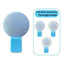 1 pièce 150 mAh Blanc/Rose/Bleu/Noir Anneau lumineux Selfie LED portable avec miroir, chargement USB, éclairage portable, lumière de beauté photo Halo, clip pour streaming en direct