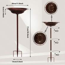 1pc Metal Bird Feeding Bath Bowl, Decorative Ground Stand For Garden, Yard, Lawn, Suitable For Backyard Birdbath, Bird Feeding, Gift For Parents, Friends Room Decor Bedroom Decor Home Decor Wall Decor