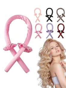 Conjunto de 3 peças para mulheres: Faixa de cabelo modeladora sem calor em cetim, com efeito babyliss para cachos durante o sono, secador de cabelo, modelador de cachos flexível, ferramentas para estilizar cabelos cacheados, deixando-os macios e brilhantes. Adequadas para todos os tons de cabelo, inclusive cabelos longos e grossos. Essenciais para a volta às aulas, viagens e férias.