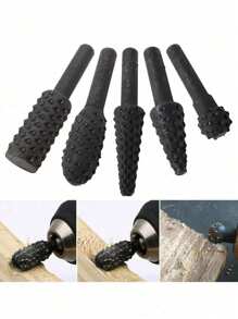 5 Carbon Steel Wood Carved File Files Drill Bit Set DIY Woodworker Rotary Embossed Chisel Shaped Tool Brink Power Tools For Engraving, Polishing, Grinding