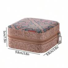 1 pieza Caja de joyería impresa, Caja de almacenamiento de joyería pequeña para viaje, Caja de exhibición y almacenamiento de joyería portátil de doble capa, Caja de almacenamiento de joyería multifuncional, Bolsa de joyería con cremallera y conveniente, Esencial para viajes y el hogar, Adecuado para aretes, anillos, collares, pulseras, arte de uñas, regalos del Día de la Madre, regalos de Navidad, regalos de Halloween, regalos para mujeres