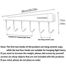 1pc Iron Seamless Nail-Free Hook Rack, Multi-Functional Storage Hanger Hook Strip With 6 Hooks For Cabinet Pantry Closet Organization