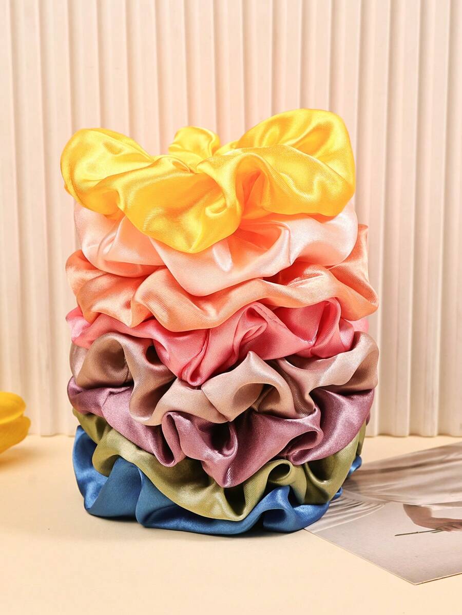 8pcs/Set Multicolor Women's Simple Versatile Decorative Scrunchies, Various Solid Colors Matching Eyeshadow Palette Shades,Gifts,Travel,Gifts For Women,Hair Stuff,Stocking Stuffers