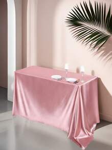 1 Set Rectangular Satin Tablecloth + 1 Set Table Runner, 57.08"X102.3", White/Black/Rose Gold, Satin Tablecloth/Chair Sash/Chair Back Decoration, Suitable For Home, Indoor, Outdoor, Picnic And Camping, Suitable For Decorating All Holidays And Formal Occasions, Applicable To Wedding/Hotel/Restaurant Party/Birthday Party/Easter/Wedding Season