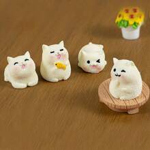 2/4件套独特猫咪摆件，可爱钓鱼猫雕像，适用于花园、办公桌、微缩娃娃屋景观装饰，是送给爱猫人士的创意礼物。 - 彩色 - 查看 3