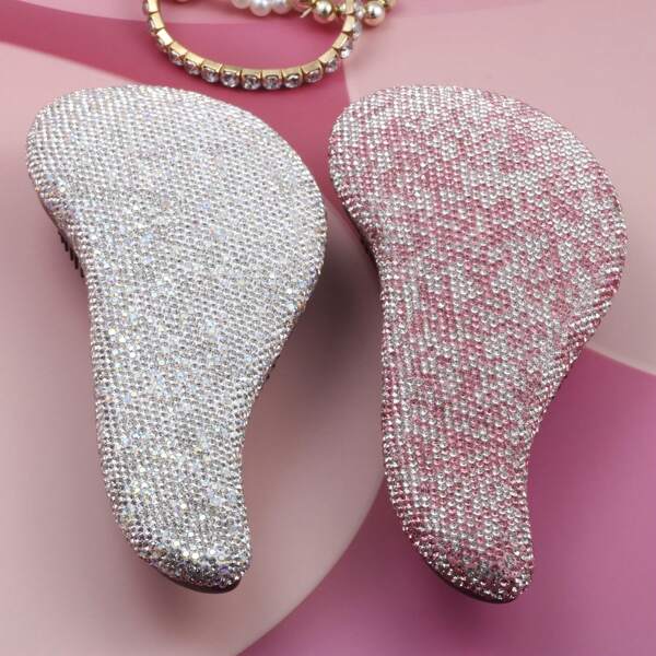 1pc High-End Rhinestone Hair Brush For Women, Curly Hair Comb Lightweight Luxury Home Use Air-Cushioned Massage Anti-Static Small Princess Travel Portable Magic Brush