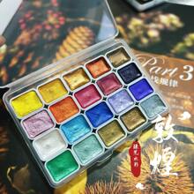 Juego de acuarelas sólidas perladas de 20 colores: pigmentos premium para caligrafía inglesa, pintura, teñido y artesanía floral, de vuelta a la escuela, útiles escolares