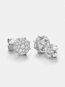 rainonme 1 对男女通用时尚莫桑石嘻哈耳钉首饰防过敏 925 纯银首饰适合男女日常佩戴生日、情人节、订婚结婚周年生日圣诞礼物特殊场合礼物 - 銀色 - 查看 6