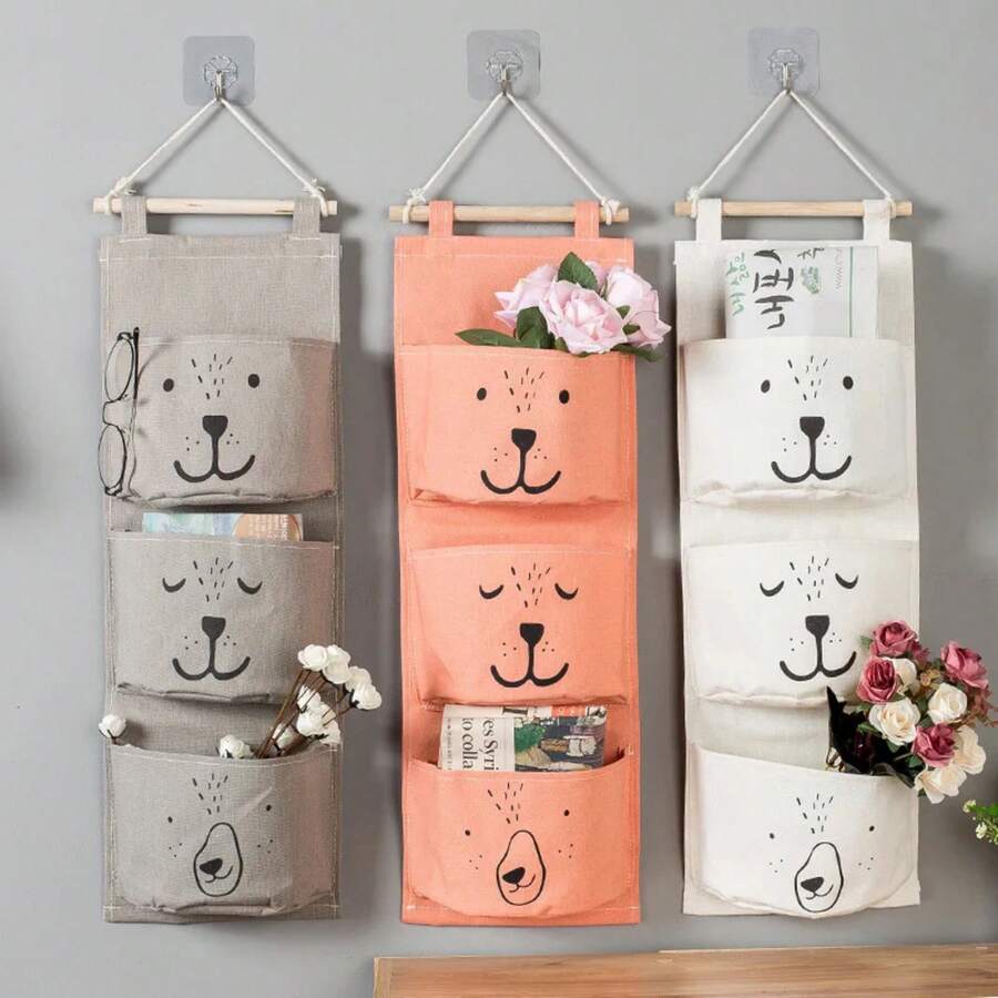 Hanging Storage Bag 3 Pocket Waterproof Hanging Organizer For Dorm Living Room Bathroom Home Fabric Wall Closet Organizer