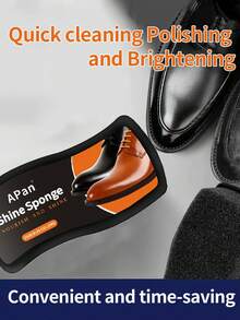 0.44盎司快速擦鞋海绵 - 通用型，适用于鞋子、靴子、家具，无需鞋油，中性色，便携尺寸 - 黑色 - 查看 2