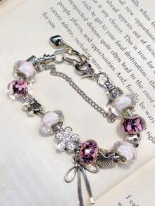 1 件粉色樱花手链、可爱丝带手链、复古花卉手链、蝴蝶和海星手链 - 銀色 - 查看 10