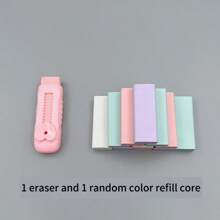 Cute Heart-Shaped Eraser Set, Durable ABS Material, Push-Pull Design, Lovely Macaron Colors, Suitable For Office And School Use