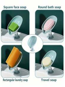 1/2pcs Leaf Shape Soap Dish With Suction Cup - No Drilling Required, Waterless Design, Suitable For Laundry And Bathroom, Suction Cup Soap Dish, Leaf Soap Box Drain And Moisture-Proof Storage Organizer (Suction Cup Becomes Stronger With Water) Back To School