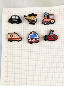 6pcs/Set Car And Plane Cartoon Pattern Sandal Charms & Bracelet Accessories DIY Customized Slippers And Phone Decor, Suitable For Car Enthusiast Birthday & Holiday Gifts