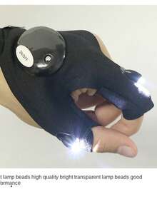 Guantes de pesca con luz LED, respirables y con iluminación exterior, lámpara de dedo brillante - Negro - Ver 5