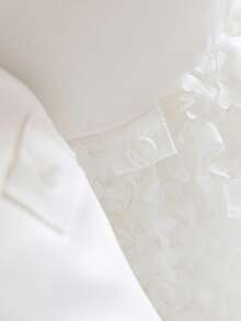 Vestido de cumpleaños de princesa para niña pequeña, con lazo y manga abullonada, falda de tul.Vestido blanco de niña de las flores para boda,Vestido para actuación de niña en recital de piano - Blanco - Ver 7