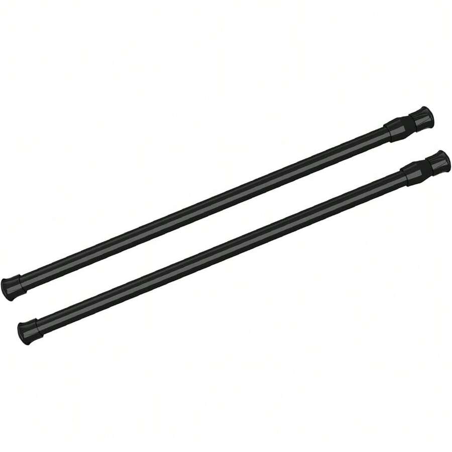 New 2Pcs Spring Tension Curtain Rod,15.7-28 Inch Adjustable Expandable Prsure Black Curtain Tension Rods For ,Bathroom, Window,Home - Black 15.7 - 28- 2 Pack - View 1