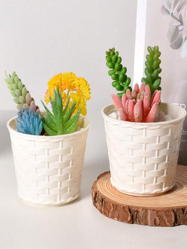 Plastic Flower Pot, Imitation Potted Plants, Plastic Vase, Plastic Decor, Planting Pot For Greenery