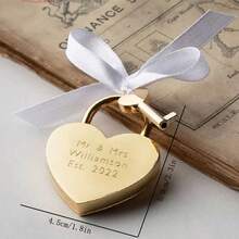 1pcPersonalised Love Padlock, Engagement Love Lock, Personalised Heart Padlock, Paris Padlock, Engraved Heart Padlock, Amsterdam Gold Love Lock - Multicolor - View 3