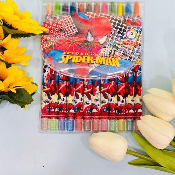 Disney Disney Official Marvel Spider-Man 12 Color Drawing Wax Crayons, Cartoon Rotary Waxes, Multi-Color Wax Crayon Stationery Set, Oil Painting Stick Long Wax Crayon Set, Birthday Party & Office Supplies, Random Style (Some Parts May Be Random), Disney Frozen, Marvel Party Gift, Miles Morales Party,Back To School