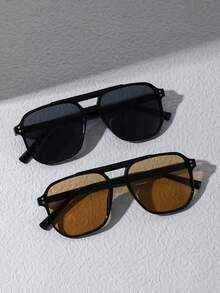 1/2/3/4/5/6pcs Sporty Outdoor Y2K Retro Driving Travel Beach Fashion Large Frame Fashion Glasses, Summer Back To School Fashionable Preppy School Look - Black+Blue+Tea+Orange - View 4