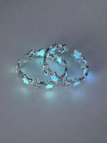 2 piezas Anillos ajustables con estrella luminosa en la oscuridad, anillos con estrella de cinco puntas luminosos, anillos significativos para usar con familia y amigos