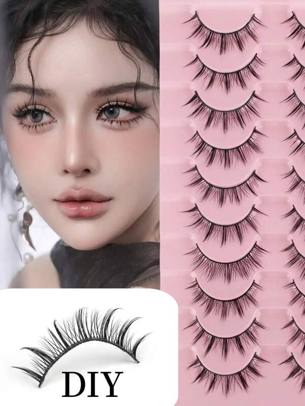 10 Pairs Popular Korean/Thai Style Anime/Character Cosplay False Eyelashes, C-Curl, 0.05mm Thickness, 7-13mm Length, 3D Delicate & Thick Style, Suitable For Beginners, Reusable, Easy DIY Application To Save Makeup Time, Suitable For Daily And Party Occasions, Korean/Thai Style Hand-Made Lashes