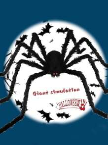 1 pieza Araña gigante negra de Halloween para decoración exterior, araña falsa grande y peluda, decoración para el patio y fiestas de Halloween